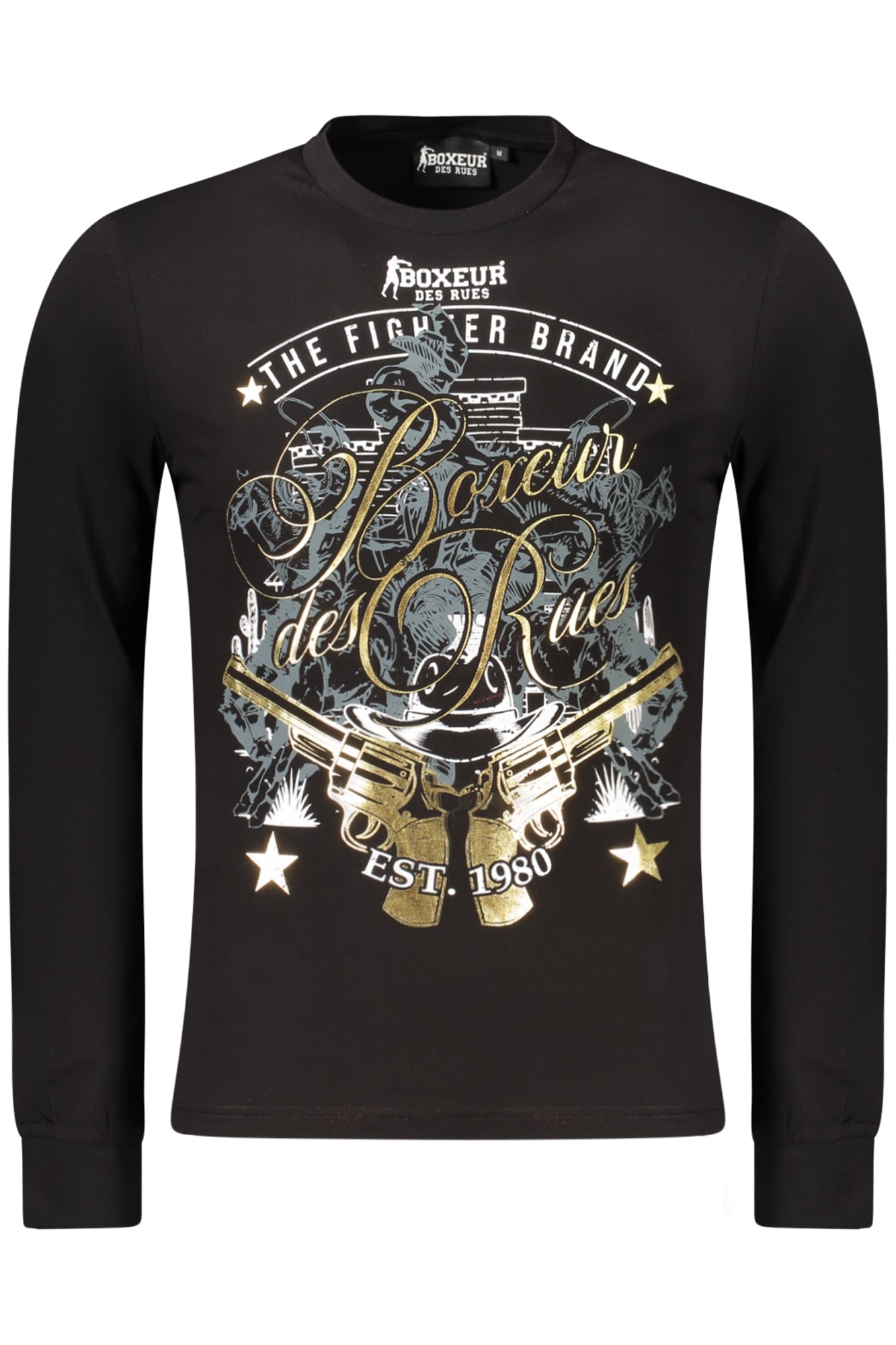BOXEUR DES RUES T-SHIRT MANICHE LUNGHE UOMO NERO