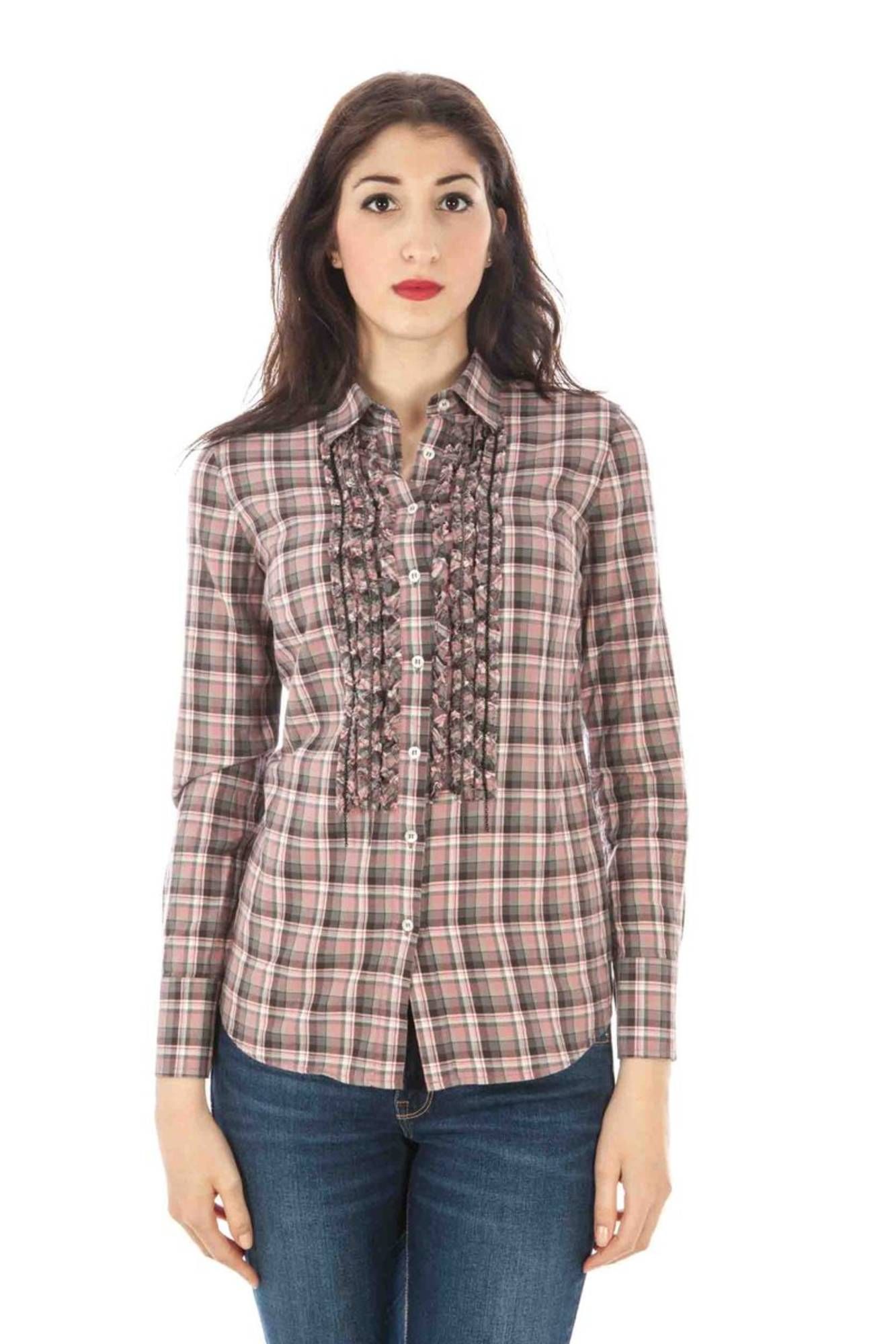 FRED PERRY CAMICIA MANICHE LUNGHE DONNA ROSA